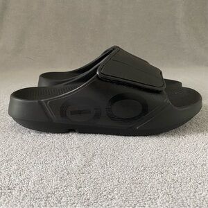 OOFOS Womens 8 Ooahh Sport Flex  Adjustable Recovery Slide Sandal Shoes Black